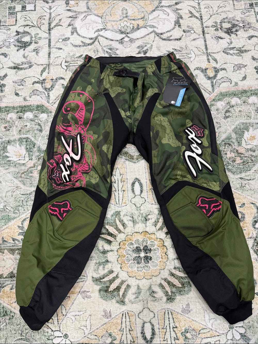 Fox Olive Camo Track Pants with Pink Accents